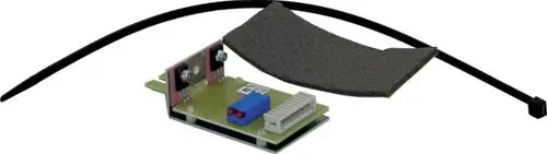 Sensor mit Leiterplatte, zwei Schraubanschlüssen, einem blauen Schalter und Montagezubehör, geeignet für Wolf BPH Luftmassenmessung.